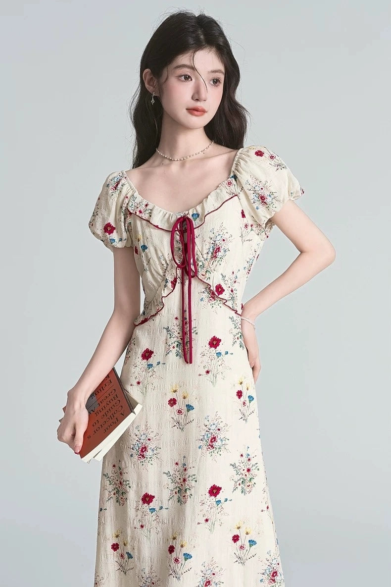 douce floral chic v-neck summer dress