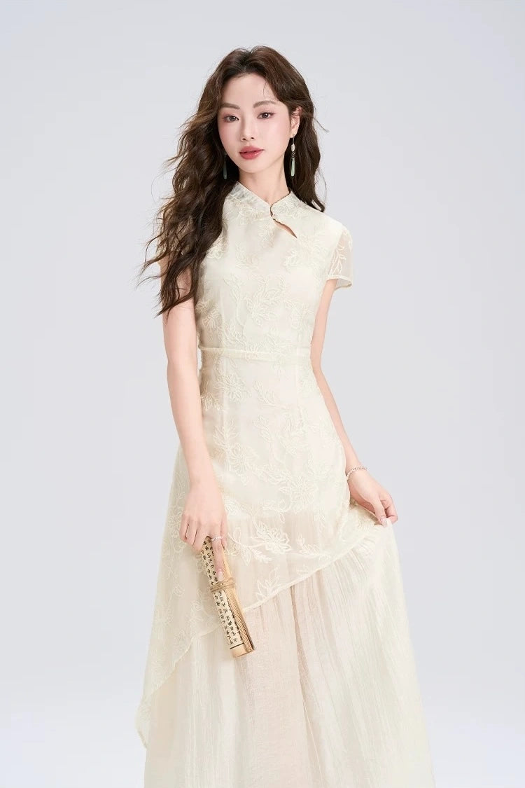 sunny spring joy jacquard chinese qipao cheongsam long dress