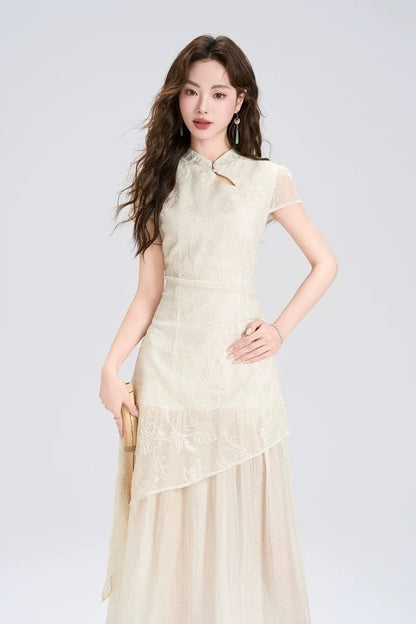 sunny spring joy jacquard chinese qipao cheongsam long dress