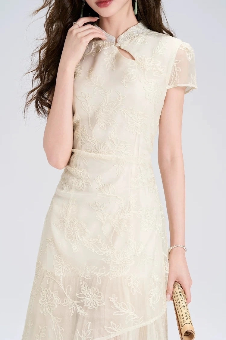 sunny spring joy jacquard chinese qipao cheongsam long dress